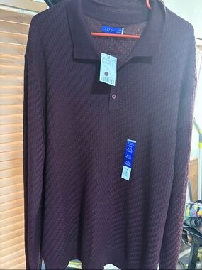 Apt. 9 Men's Long-Sleeve Polo Sweater in Dark Plum